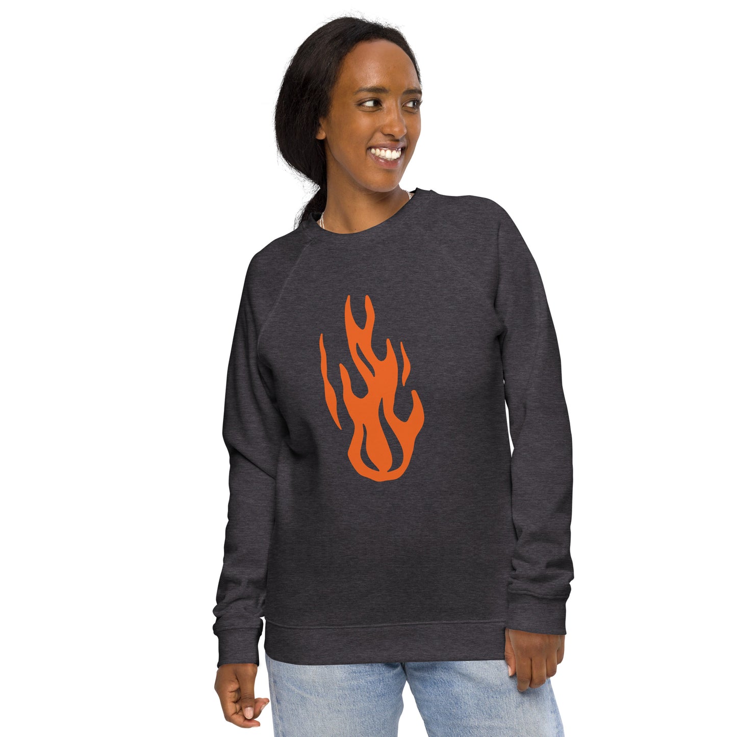 Flame On - Orange Design - Unisex organic raglan sweatshirt