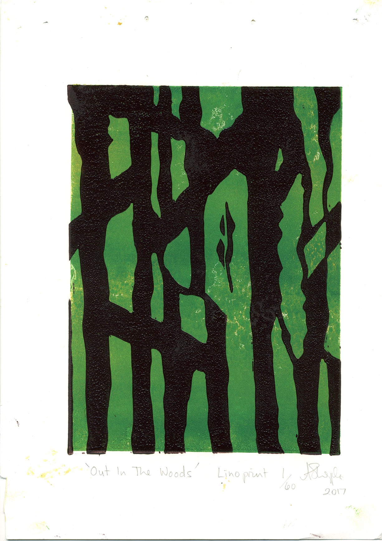 Out In The Woods - Lino print 01
