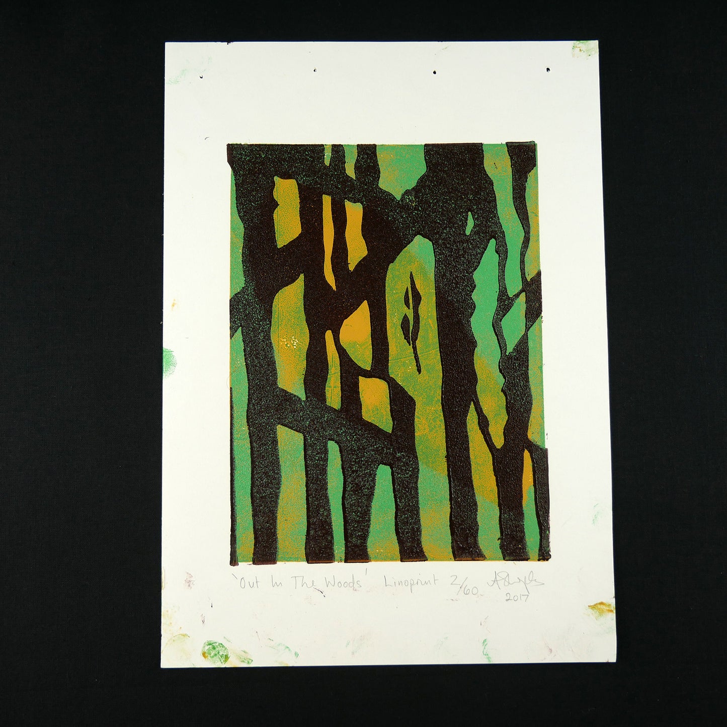 Out In The Woods - Lino print 02