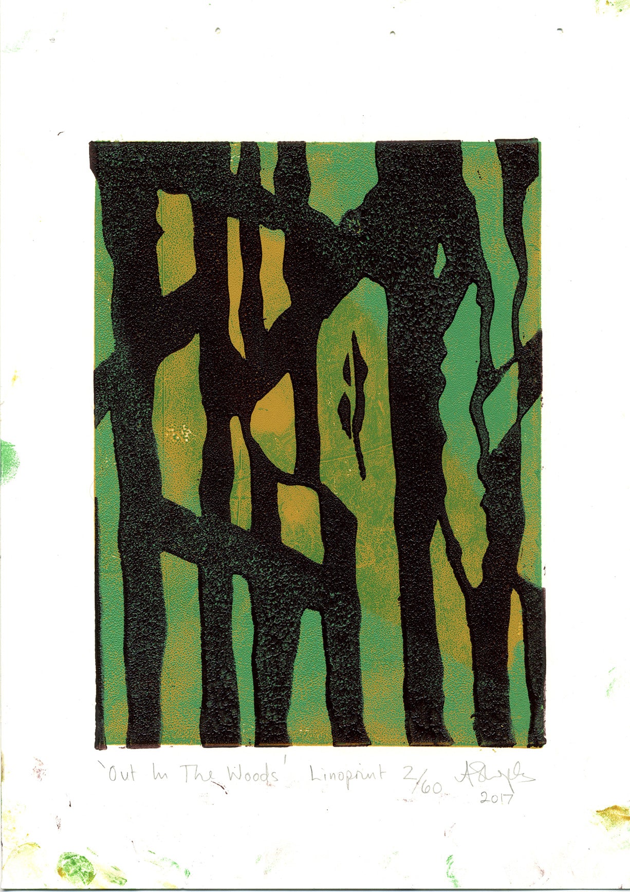 Out In The Woods - Lino print 02