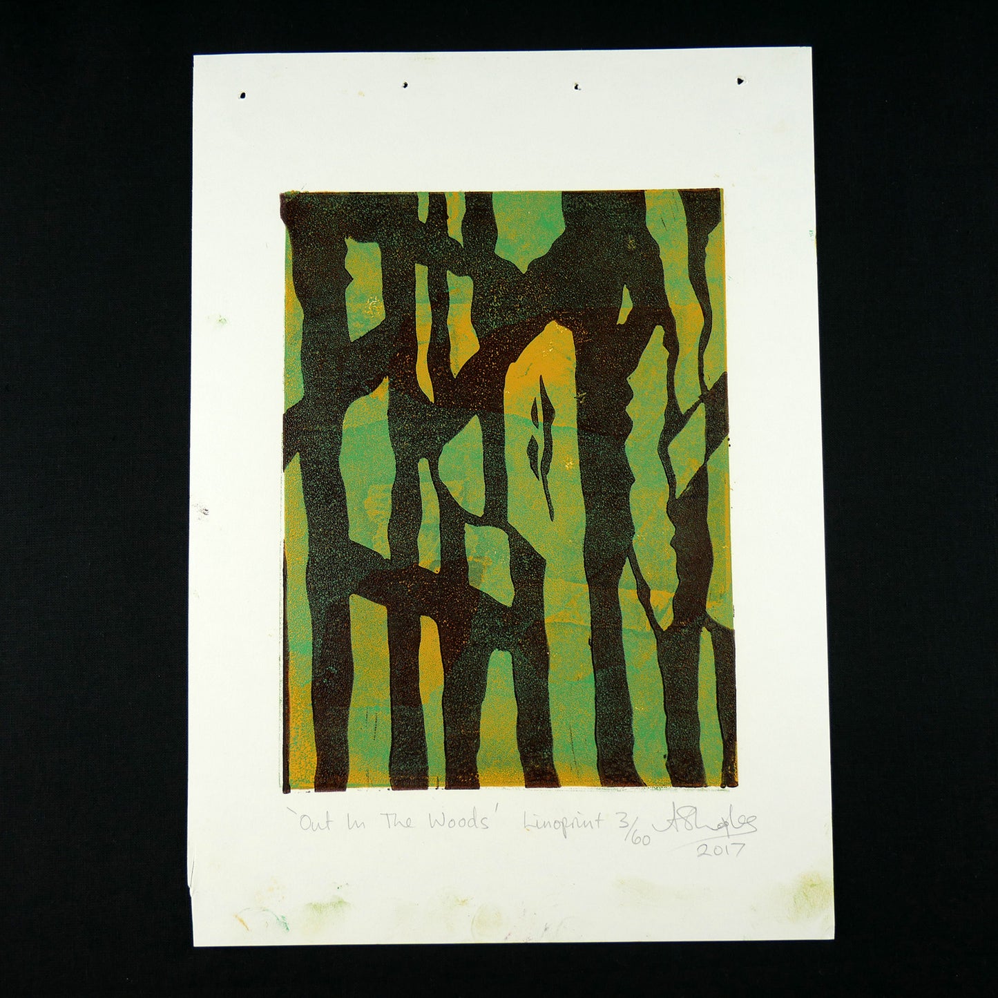 Out In The Woods - Lino print 03