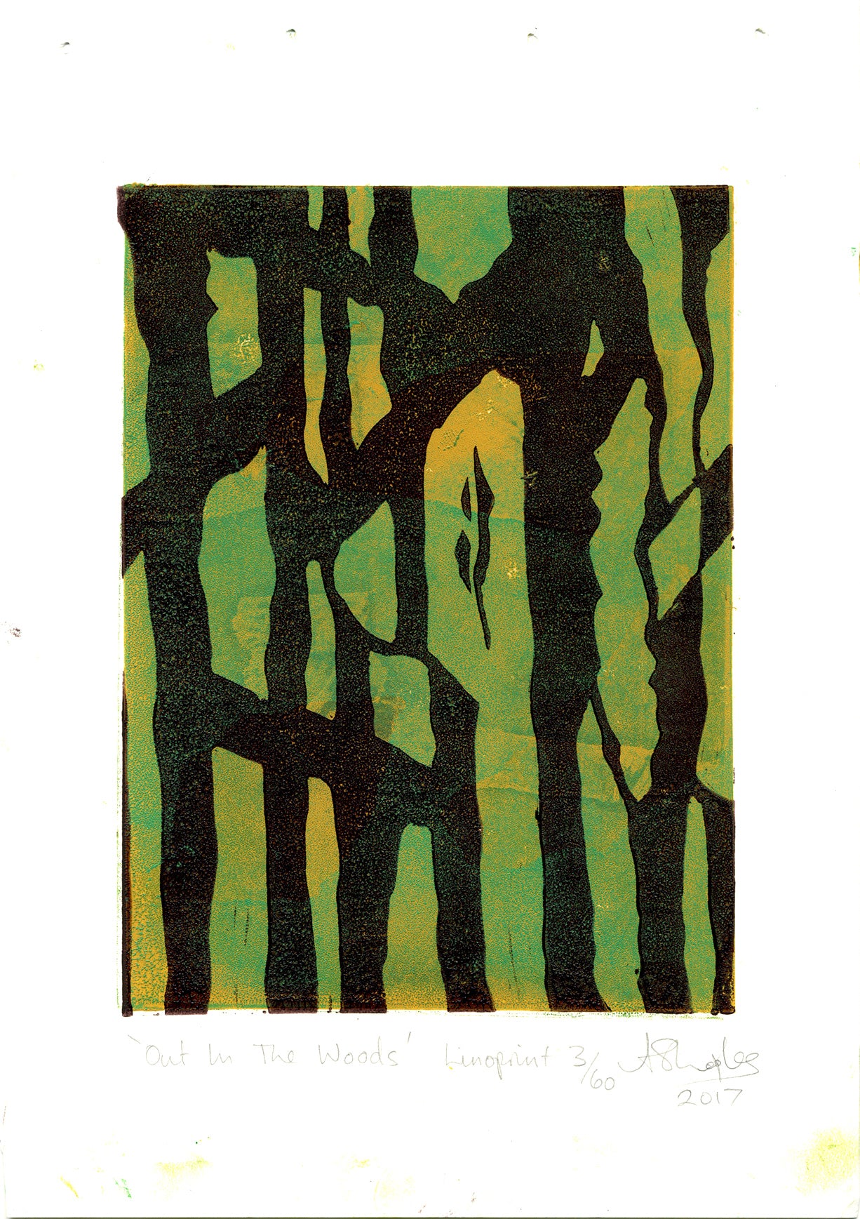 Out In The Woods - Lino print 03