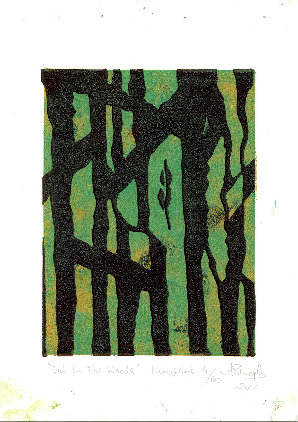 Out In The Woods - Lino print 04