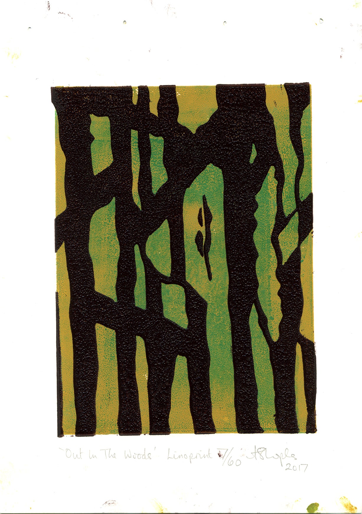 Out In The Woods - Lino print 07