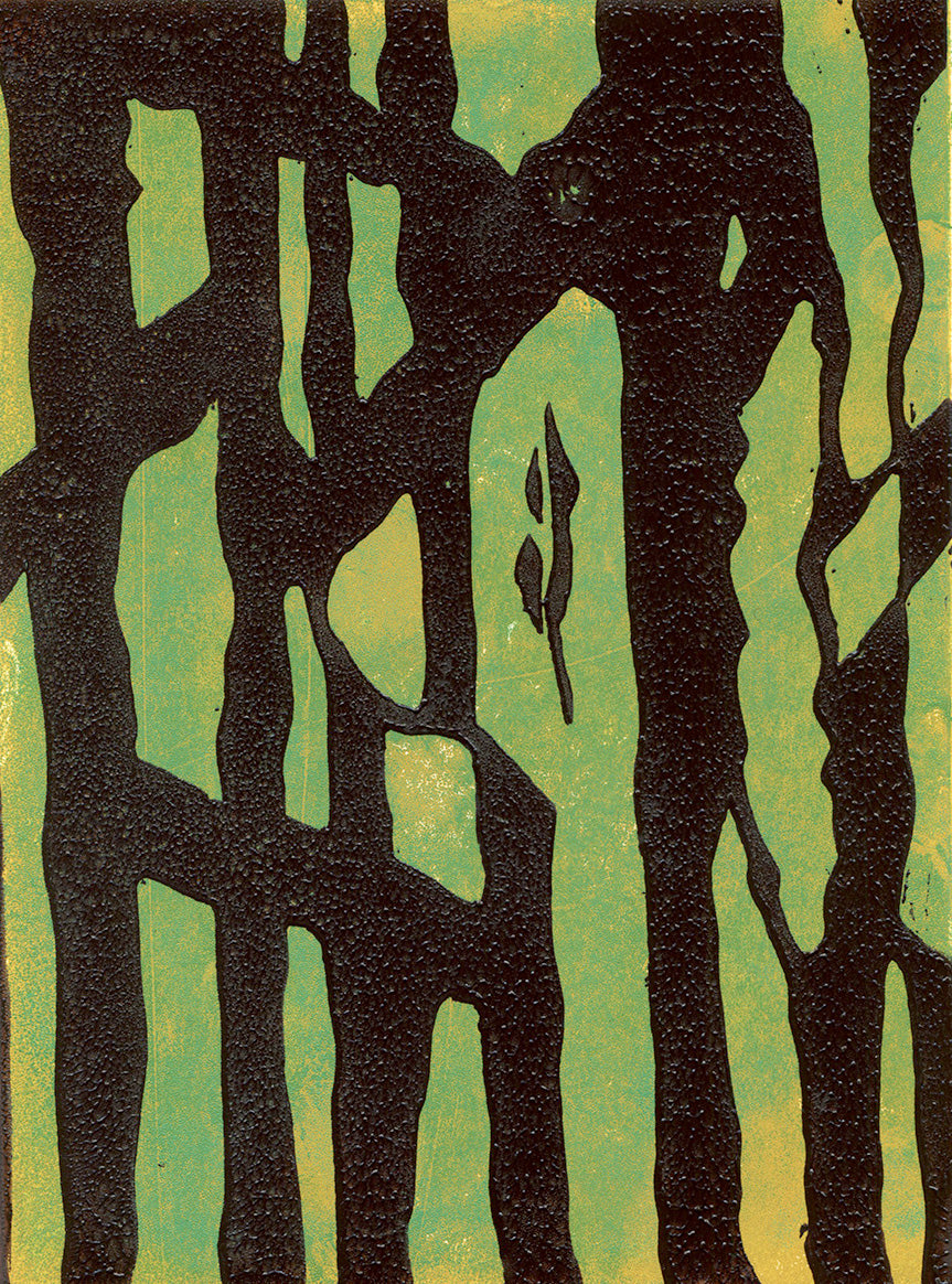 Out In The Woods - Lino print 09