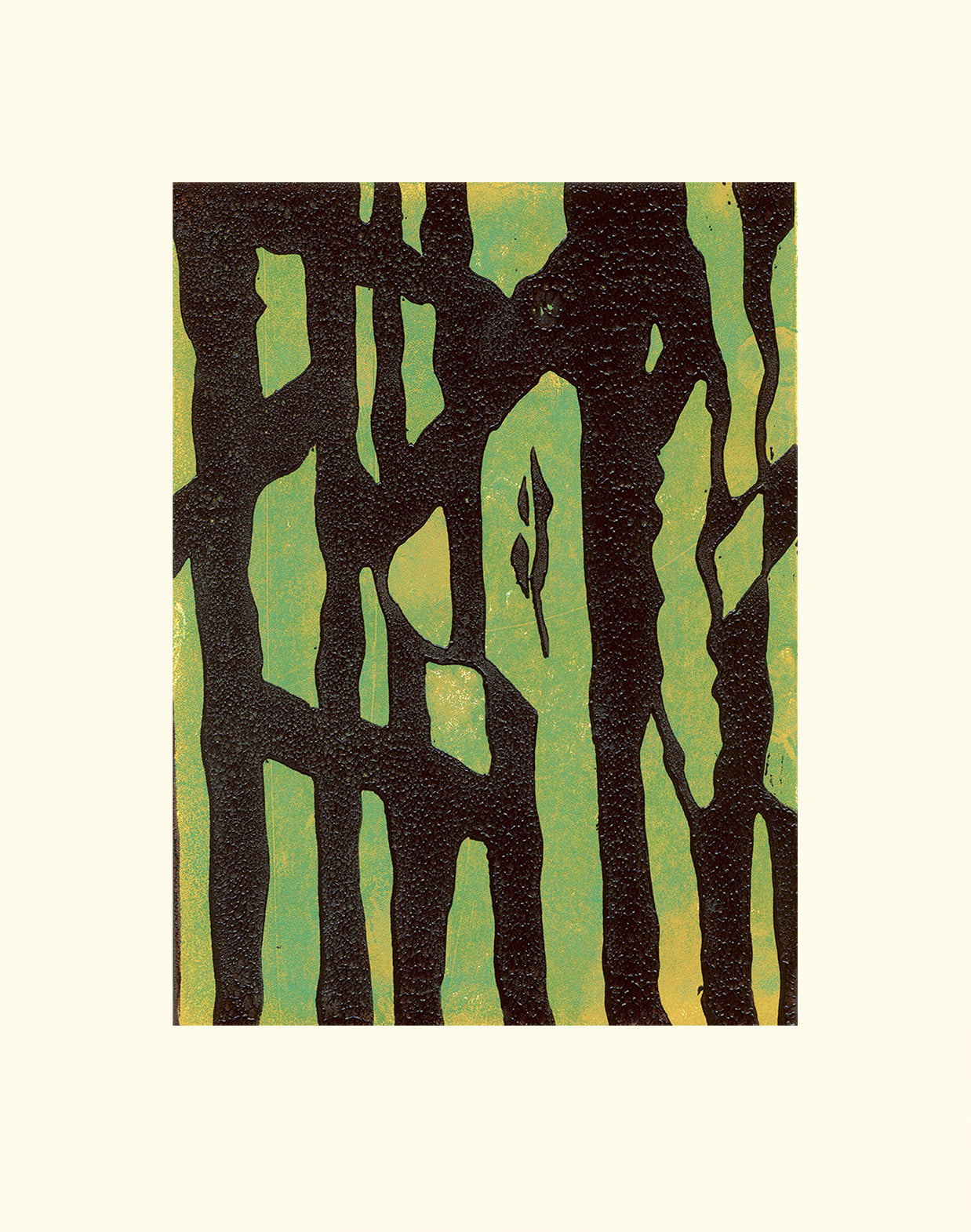 Out In The Woods - Lino print 09